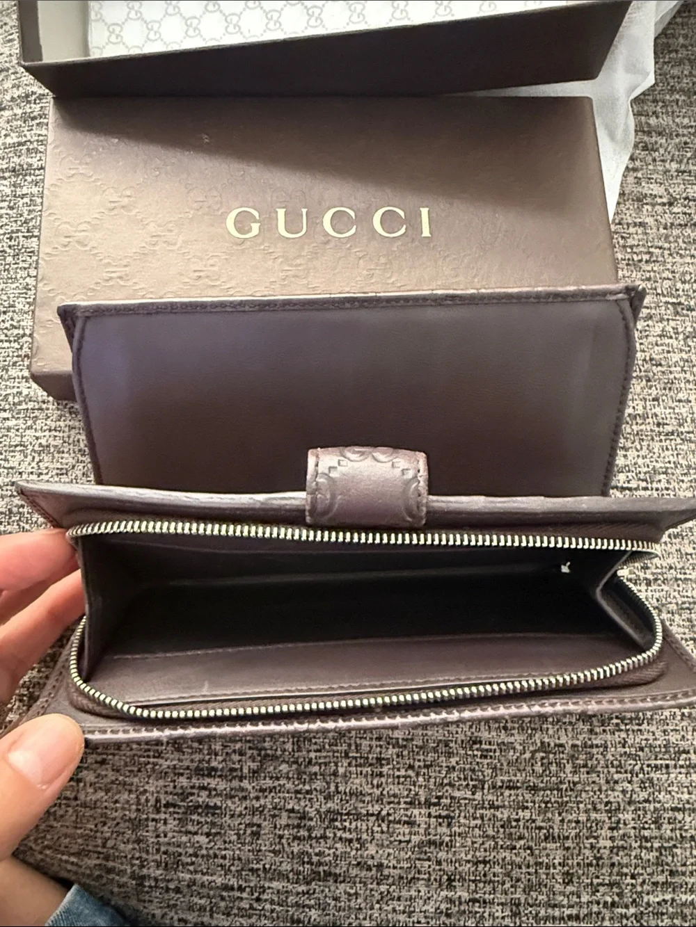 Gucci Embossed Interlocking G Long Wallet in Deep Brown - Picture 3 of 4